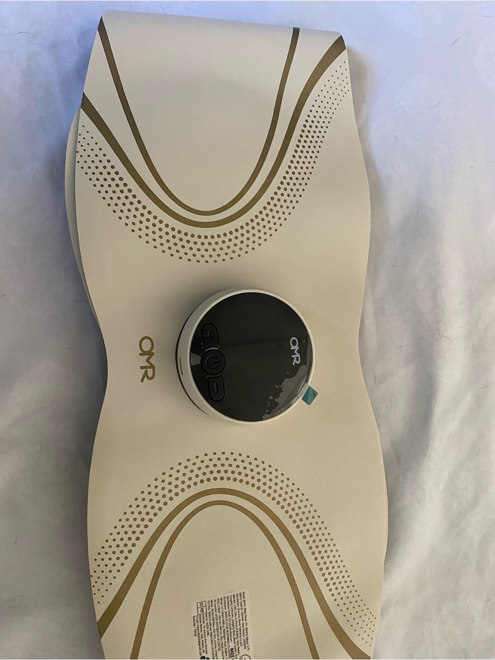 Gold & White Wireless Massage/Sculpting Belt – Portable Back & Abdominal